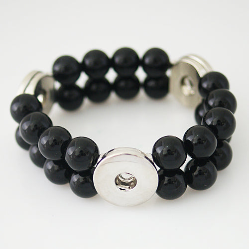 21406 - Snap Jewelry - 20mm - Bracelet - Black Beads - 3 Snaps