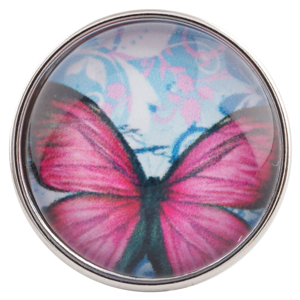 40001 - Snap - 20mm - Pink Butterfly