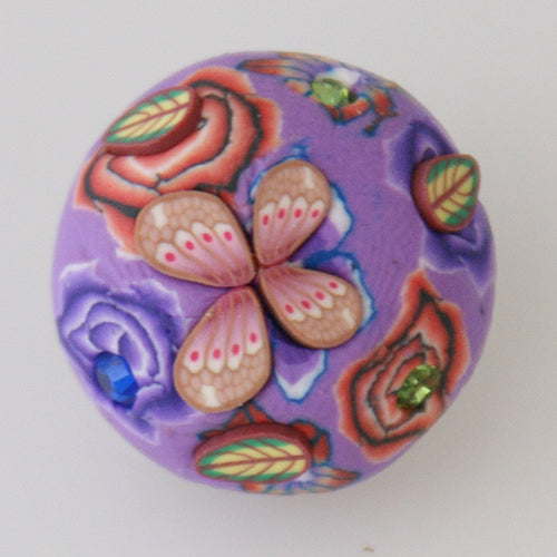 40011 - Snap - 20mm - Lavender Clay Dome with Butterflies