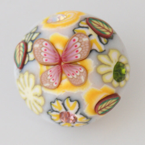 40012 - Snap - 20mm - Gray Clay Dome with Butterflies