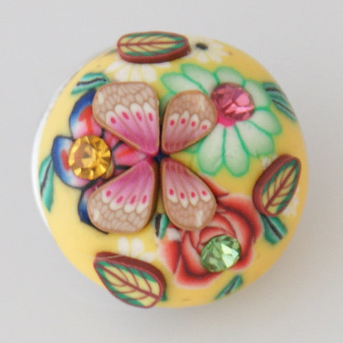 40013 - Snap - 20mm - Yellow Clay Dome with Butterflies