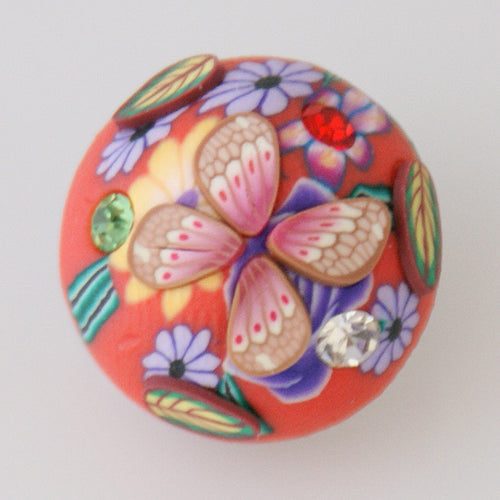 40014 - Snap - 20mm - Orange Clay Dome with Butterflies