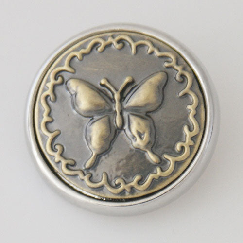 40016 - Snap - 20mm - Antique Gold Butterfly