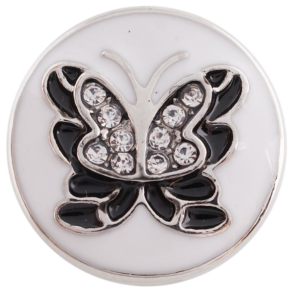 40024 - Snap - 20mm - Black Butterfly with Rhinestones