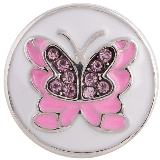 40025 - Snap - 20mm - Pink Butterfly with Rhinestones