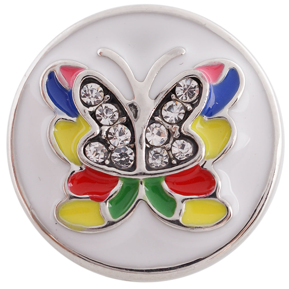 40026 - Snap - 20mm - Multi-Colored Butterfly with Rhinestones