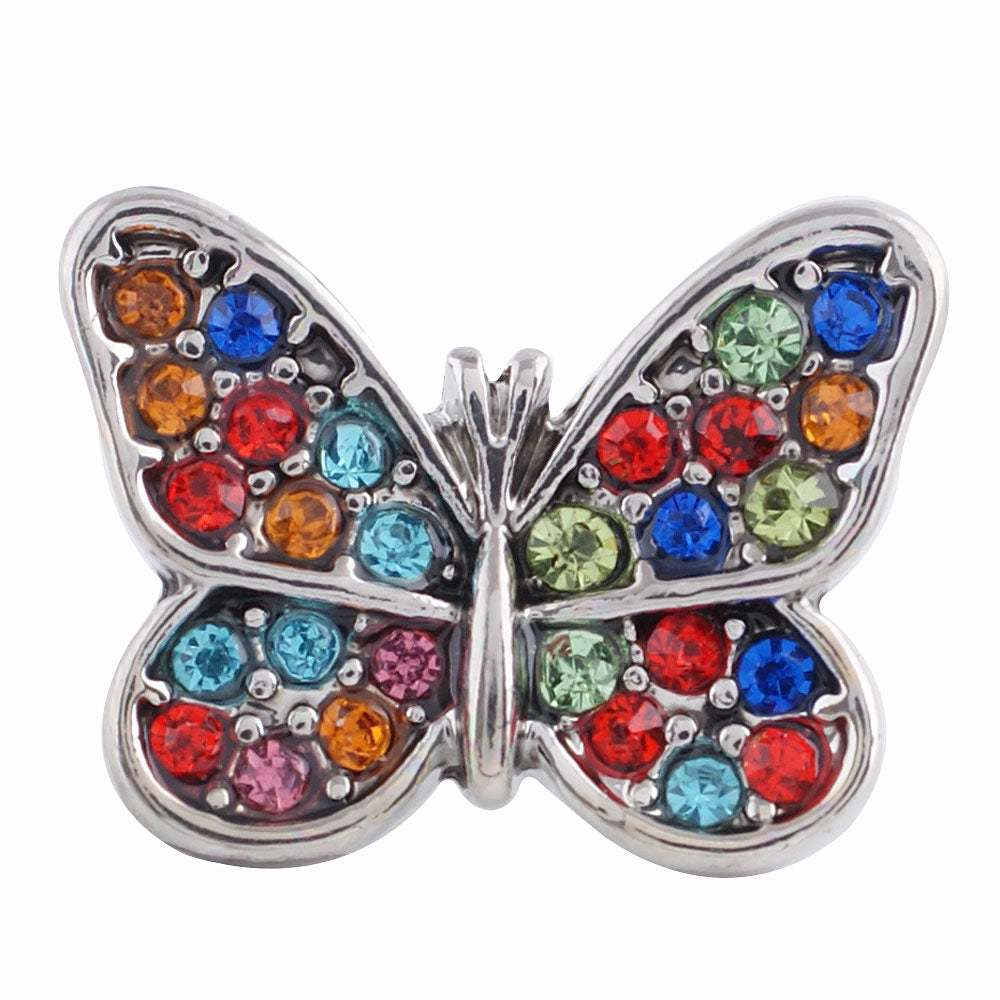 40028 - Snap - 20mm - Butterfly with Multi-Colored Rhinestones