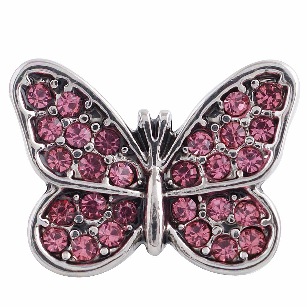 40029 - Snap - 20mm - Butterfly with Pink Rhinestones