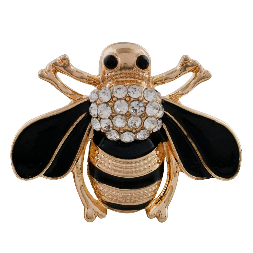 40060 - Snap - 20mm - Bee - Gold and Black with Rhinestones