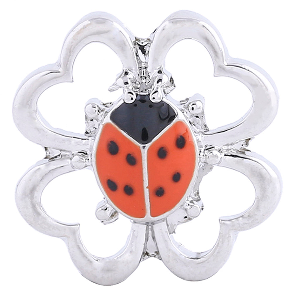 40122 - Snap - 20mm - Ladybug on Silver Flower