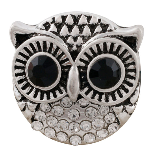 40160 - Snap - 20mm - Silver Owl with Rhinestones