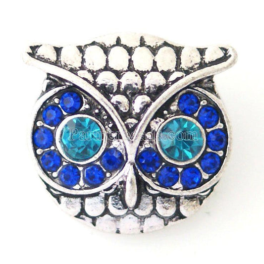 40161 - Snap - 20mm - Owl with Blue Rhinestones