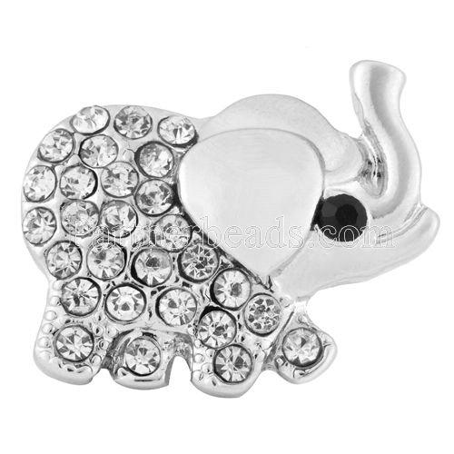 40196 - Snap - 20mm - Silver Elephant with Rhinestones