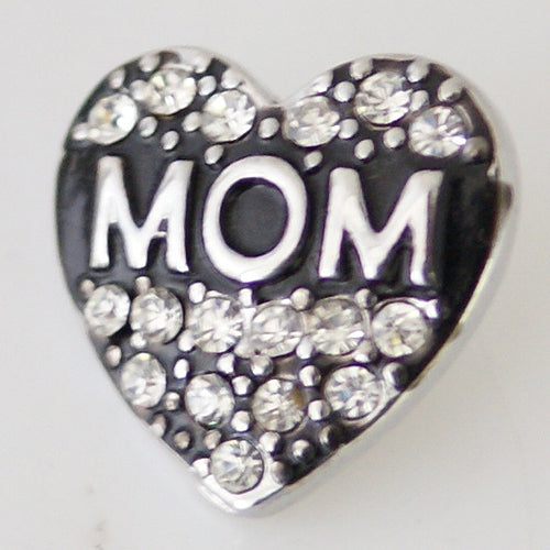 40343 - Snap - 20mm - MOM - Heart with Rhinestones