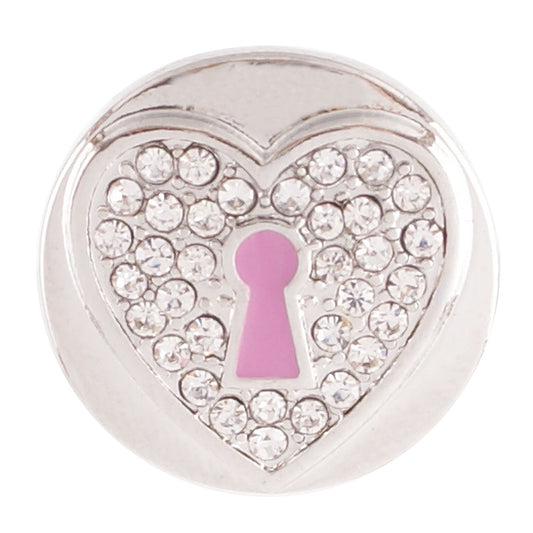 40415 - Snap - 20mm - Rhinestone Heart with Keyhole