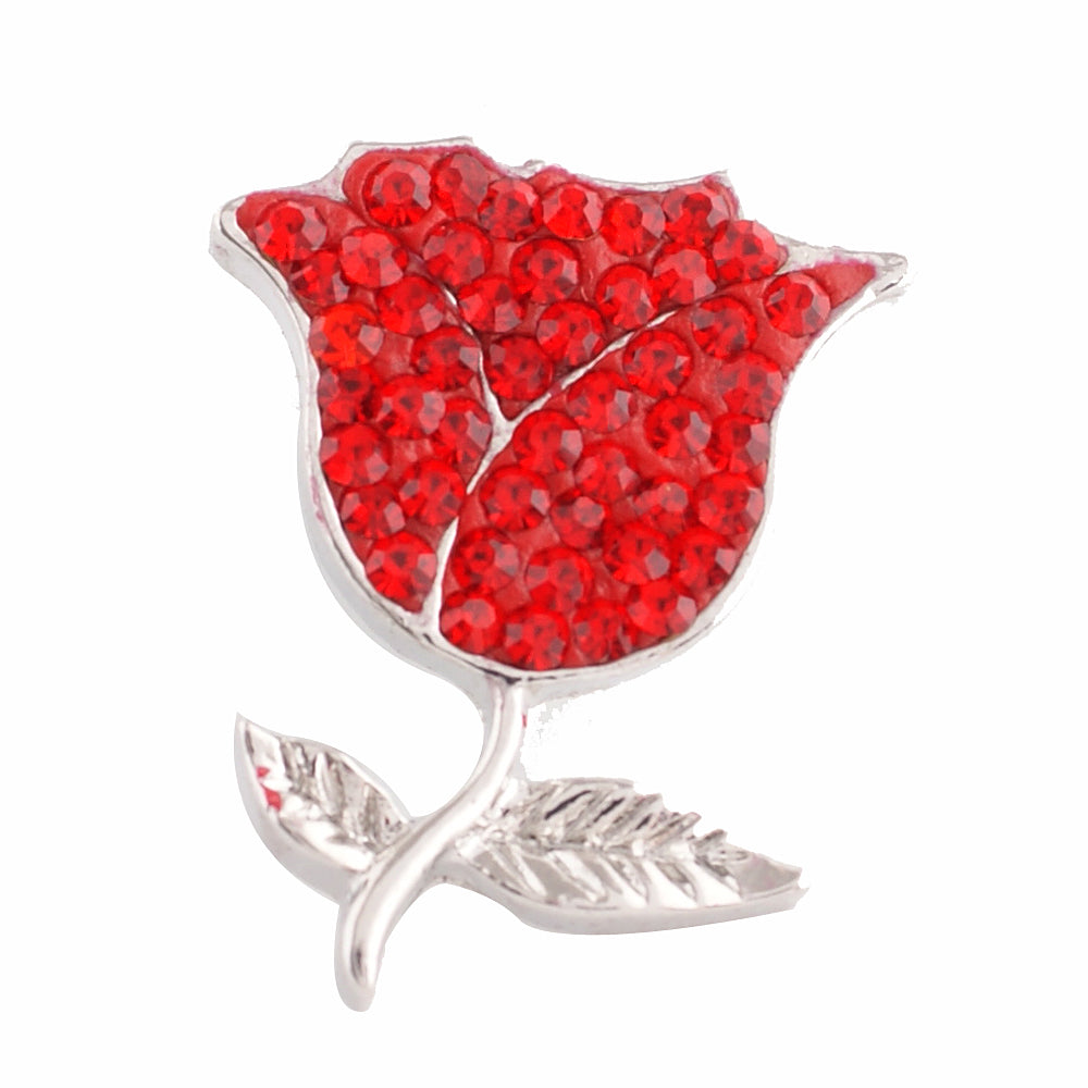 40416 - Snap - 20mm - Red Rhinestone Rose