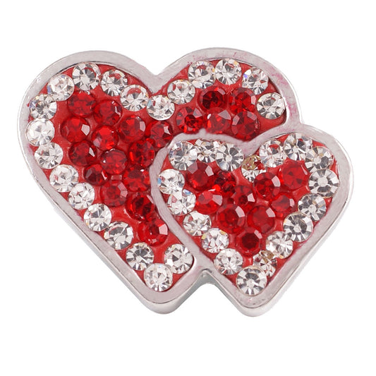 40419 - Snap - 20mm - Red and Clear Rhinestone Hearts