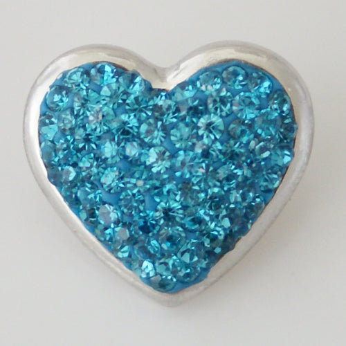 40422 - Snap - 20mm - Blue Rhinestone Heart