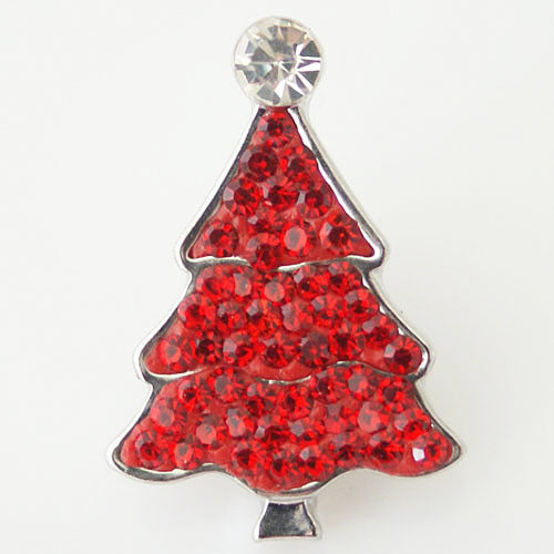 40501 - Snap - 20mm - Christmas Tree - Red Rhinestones