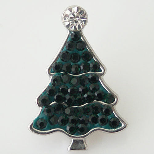 40502 - Snap - 20mm - Christmas Tree - Green Rhinestones