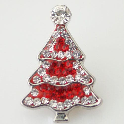 40503 - Snap - 20mm - Christmas Tree - Red and Clear Rhinestones