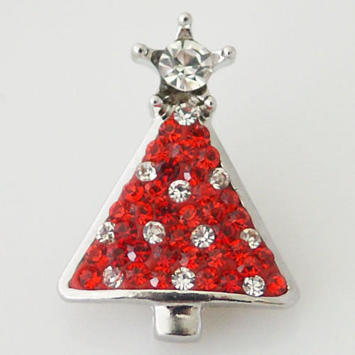 40505 - Snap - 20mm - Christmas Tree - Red Rhinestones with Clear Accents