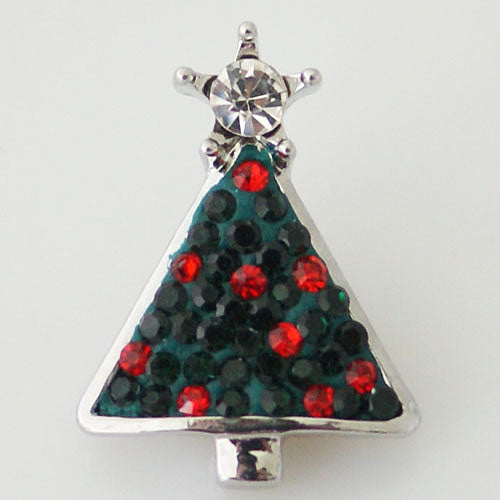 40506 - Snap - 20mm - Christmas Tree - Green and Red Rhinestones