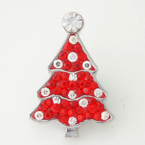 40507 - Snap - 20mm - Christmas Tree - Red Rhinestones with Clear Accents