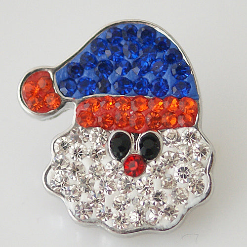 40533 - Snap - 20mm - Santa Claus - Rhinestones - Blue Hat