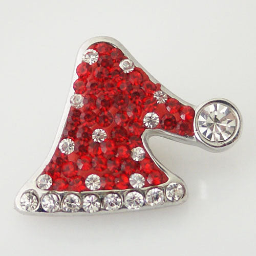 40534 - Snap - 20mm - Santa Hat - Red/Clear Rhinestones