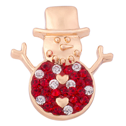 40554 - Snap - 20mm - Gold Snowman with Rhinestones