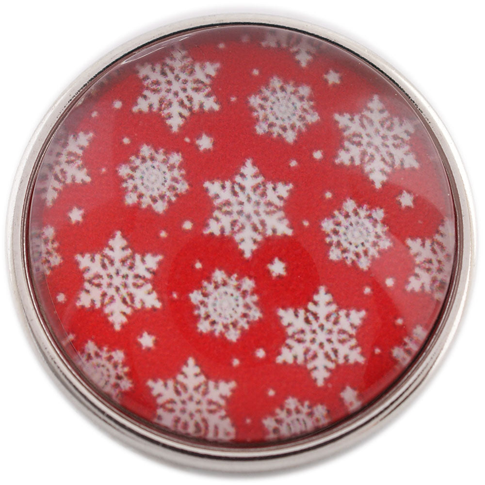 40590 - Snap - 20mm - Snowflakes on Red