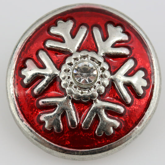 40595 - Snap - 20mm - Red Enamel Snowflake