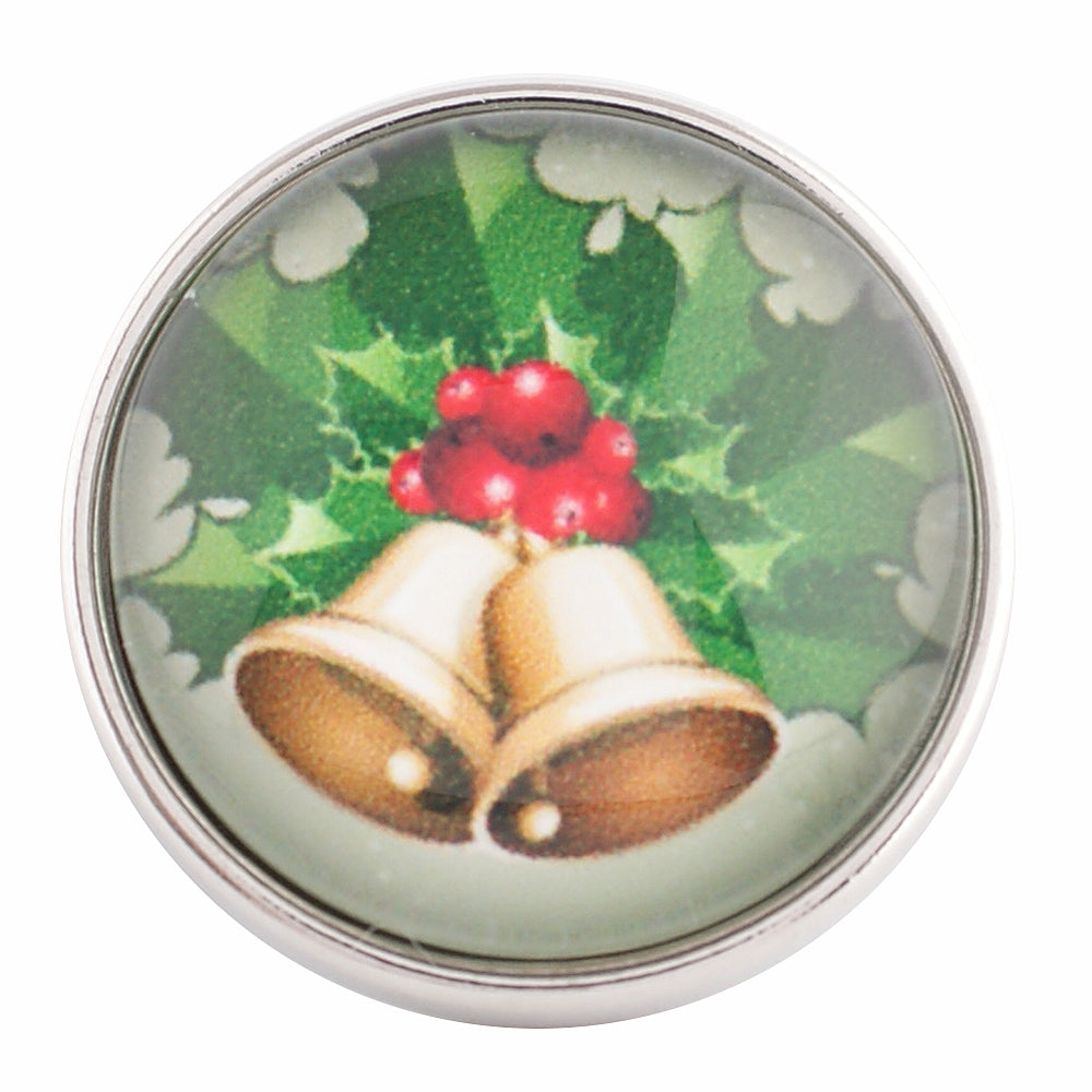 40625 - Snap - 20mm - Christmas Bells with Holly