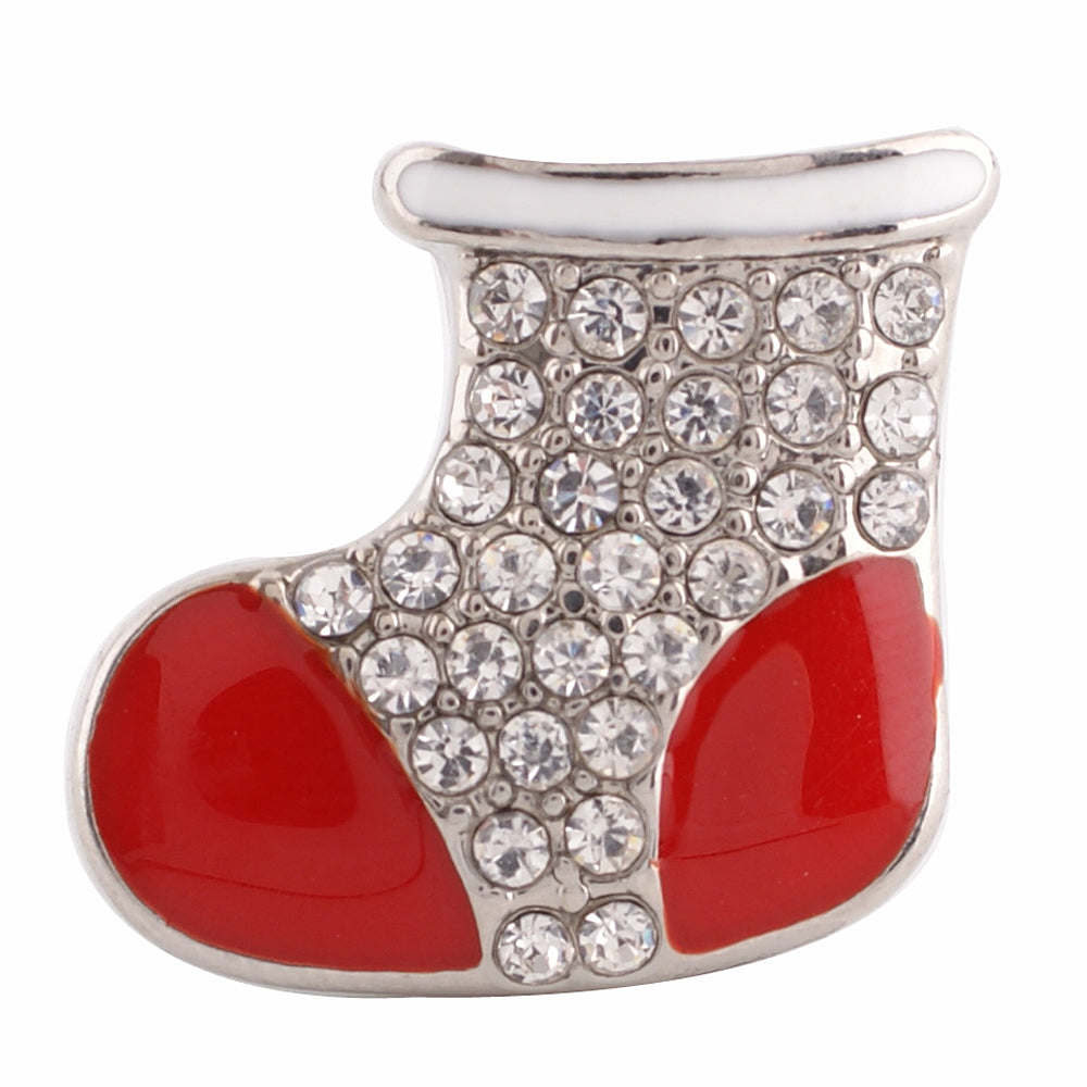 40700 - Snap - 20mm - Red Stocking with Clear Rhinestones