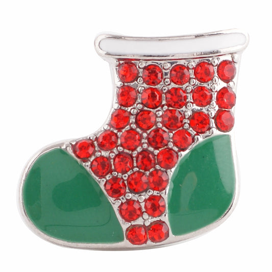 40701 - Snap - 20mm - Green Stocking with Red Rhinestones