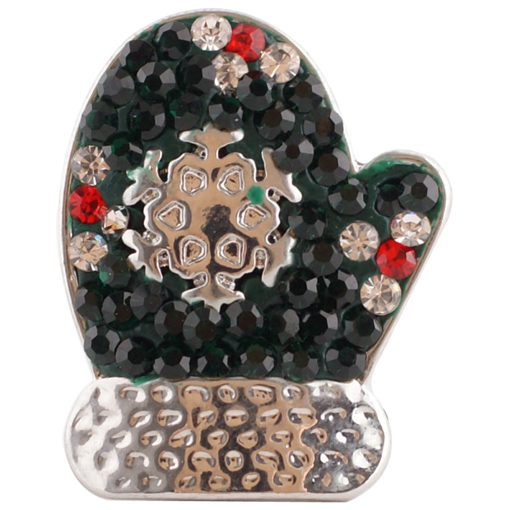 40726 - Snap - 20mm - Green Rhinestone Mitten