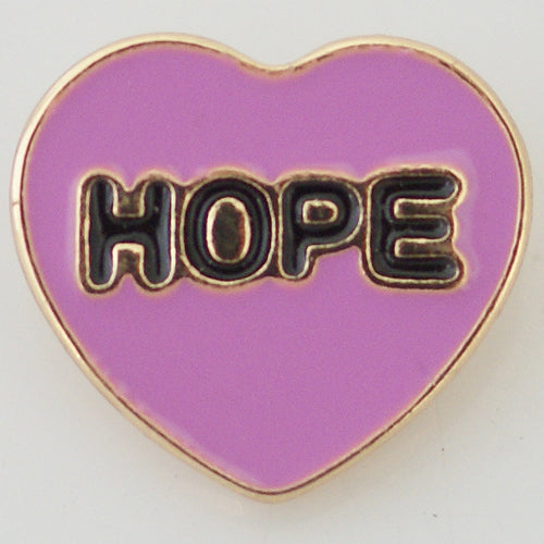 42000 - Snap - 20mm - Pink Heart - "HOPE"
