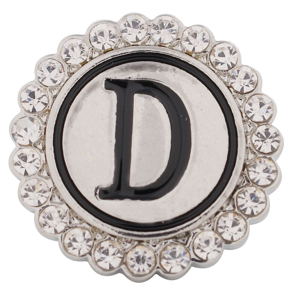 44003 - Snap - 20mm - Letter "D" - Rhinestones