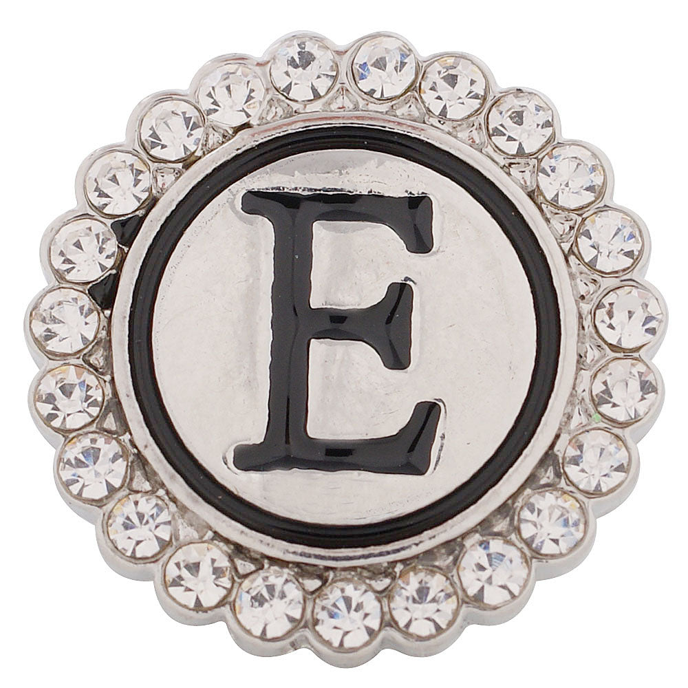 44004 - Snap - 20mm - Letter "E" - Rhinestones