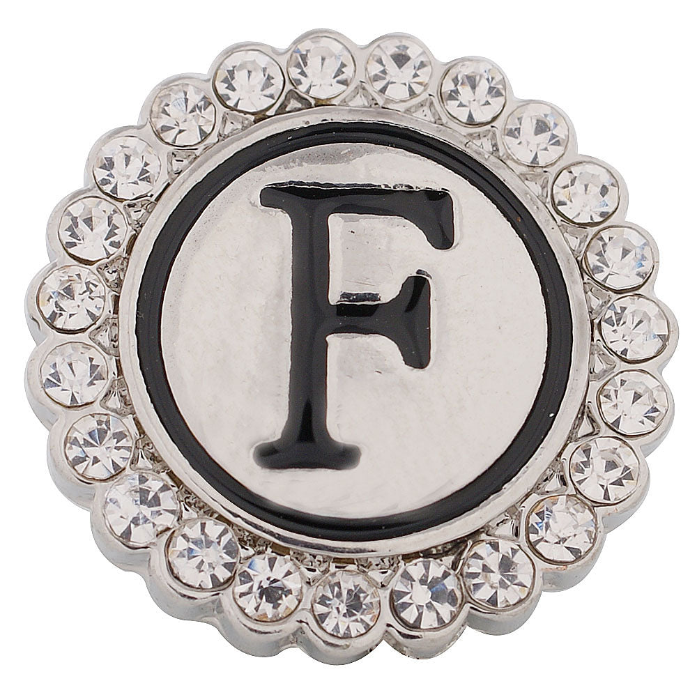 44005 - Snap - 20mm - Letter "F" - Rhinestones