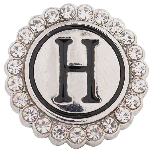 44007 - Snap - 20mm - Letter "H" - Rhinestones