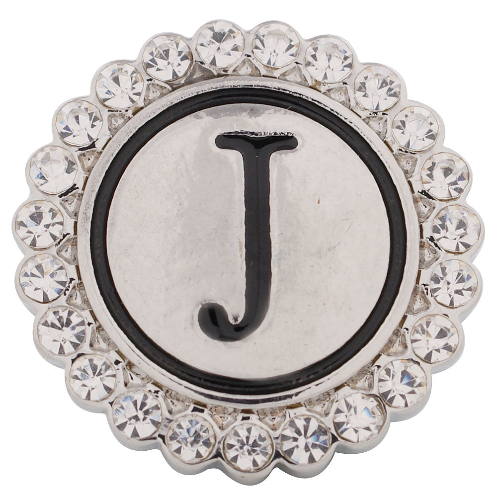 44009 - Snap - 20mm - Letter "J" - Rhinestones