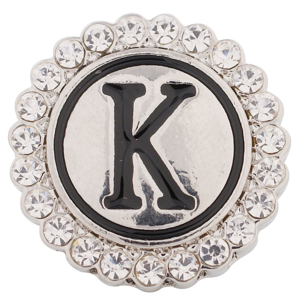 44010 - Snap - 20mm - Letter "K" - Rhinestones