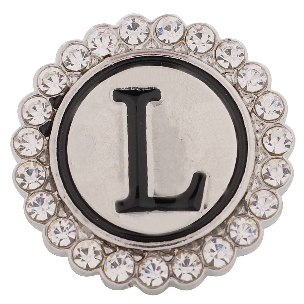 44011 - Snap - 20mm - Letter "L" - Rhinestones