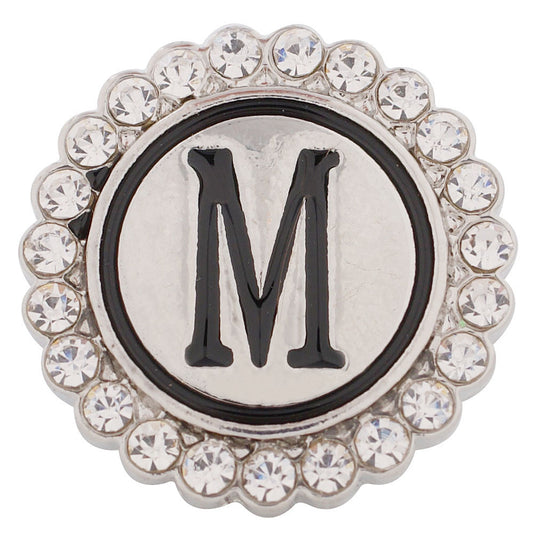 44012 - Snap - 20mm - Letter "M" - Rhinestones