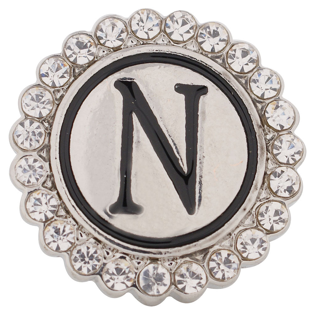 44013 - Snap - 20mm - Letter "N" - Rhinestones