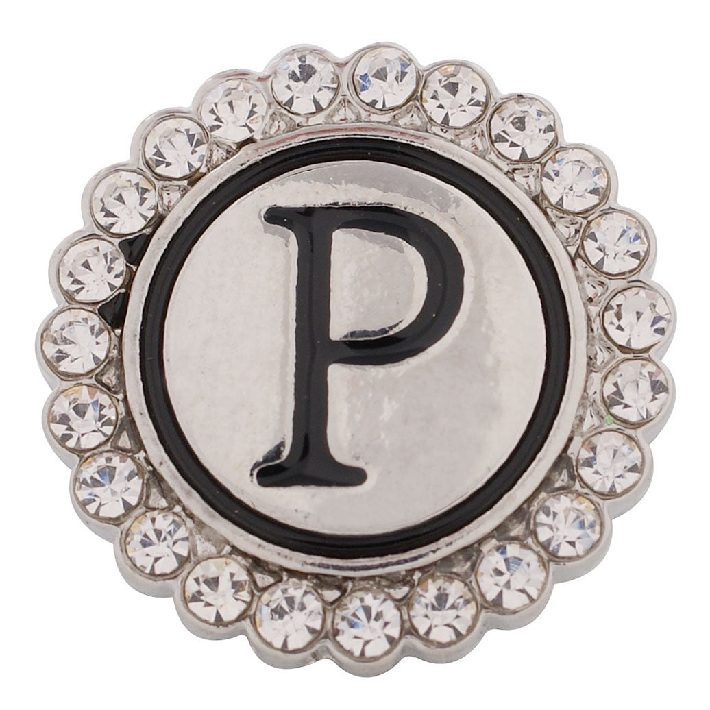 44015 - Snap - 20mm - Letter "P" - Rhinestones