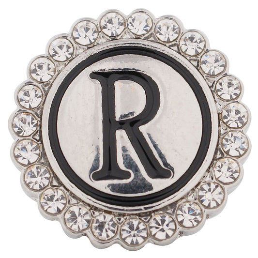 44017 - Snap - 20mm - Letter "R" - Rhinestones