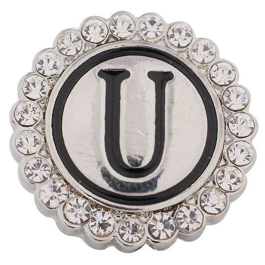 44020 - Snap - 20mm - Letter "U" - Rhinestones